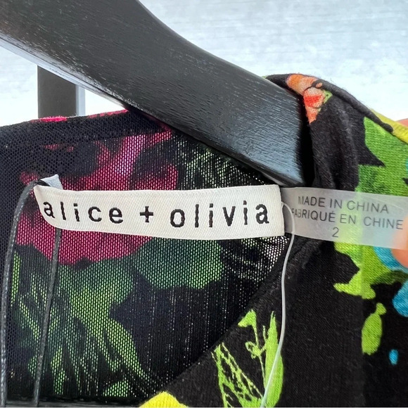 Alice + Olivia Delora Patchwork Floral Long Sleeve Mini Dress Flower Garden NWT - Picture 3 of 6